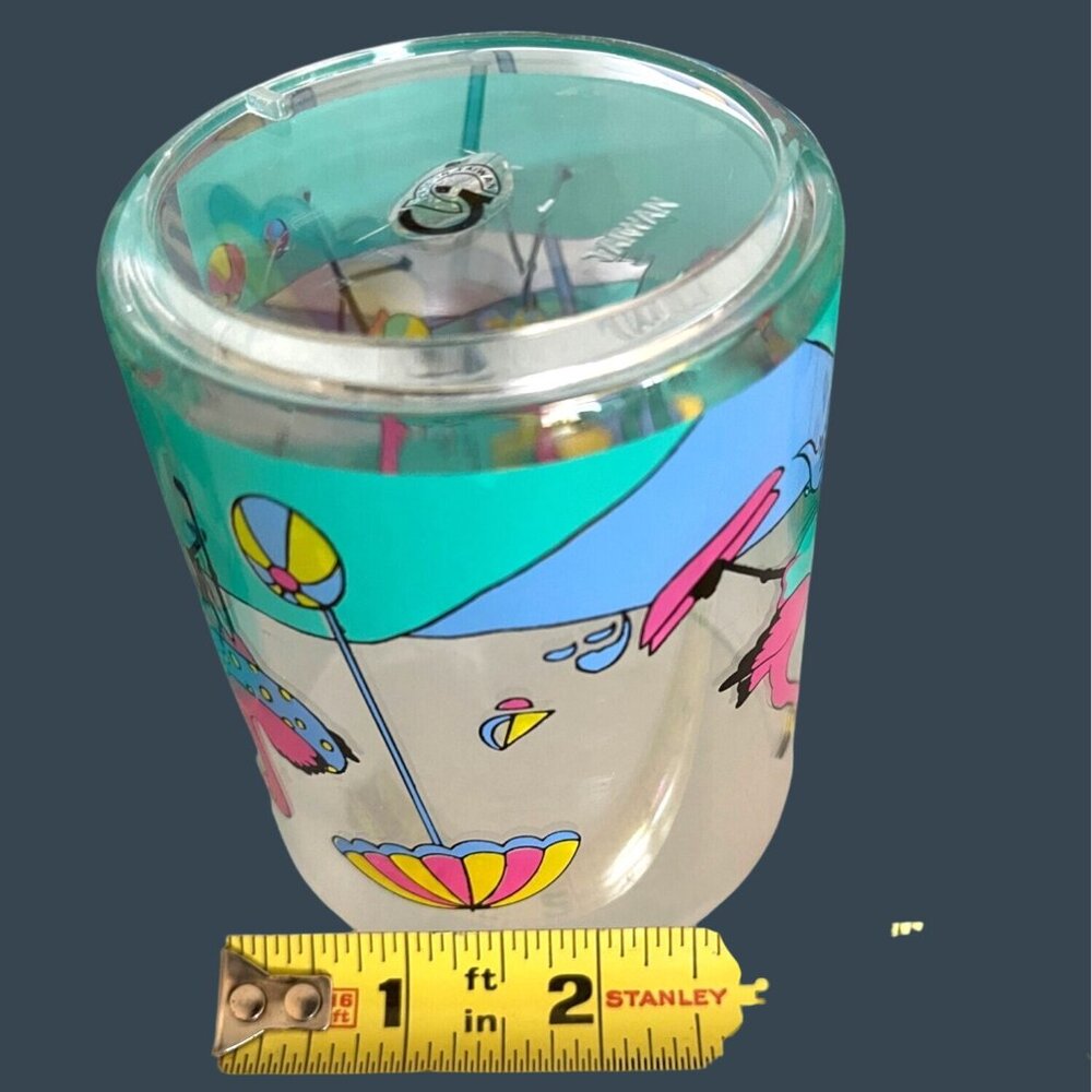 Retro Pink Flamingo Ice Bucket Barware Drink 10 Pc Set Tumbler Glasses Vintage - Picture 13 of 16